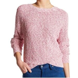 Free People open knit pink sweater scoop neck